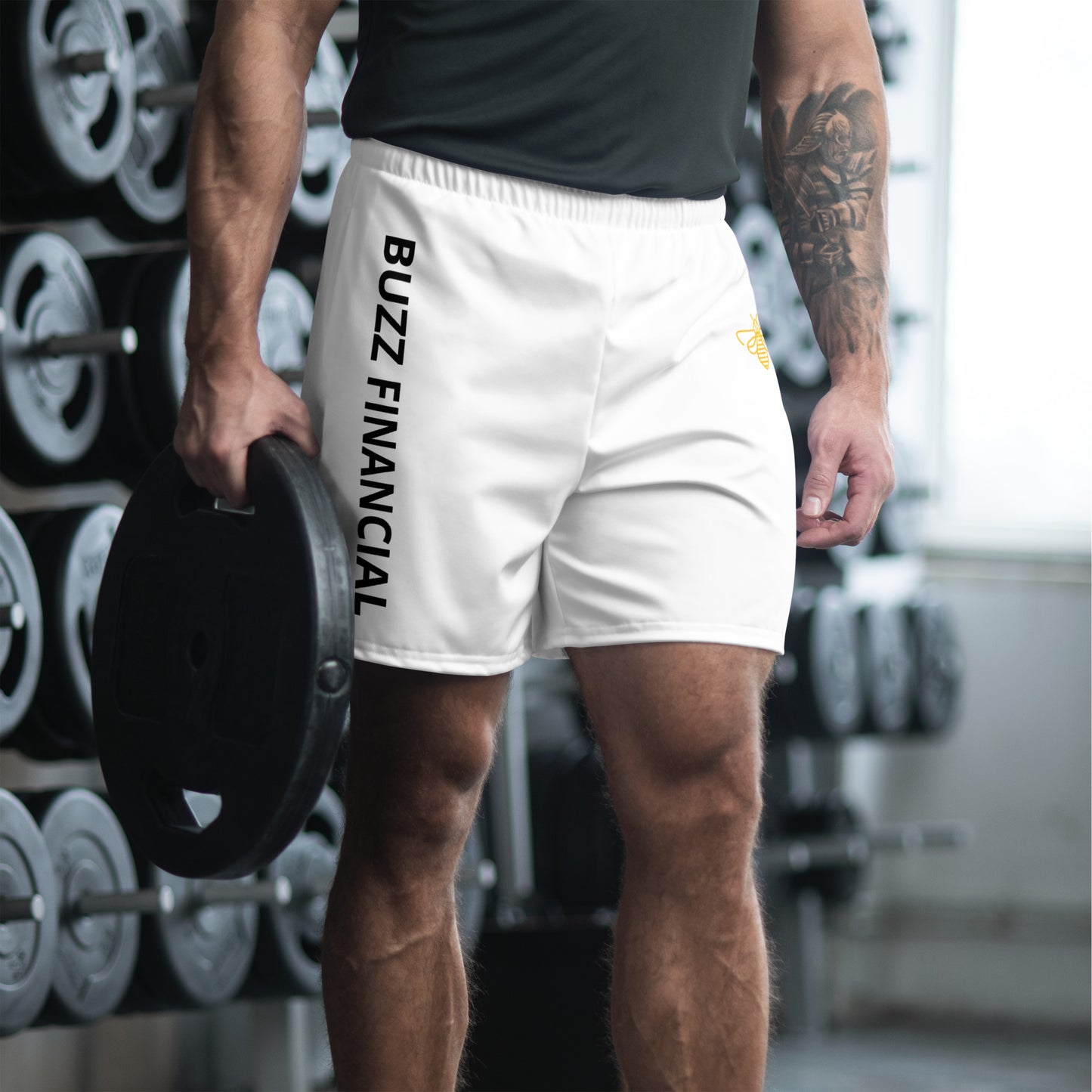 Buzz Financial White Gym Shorts (Long)