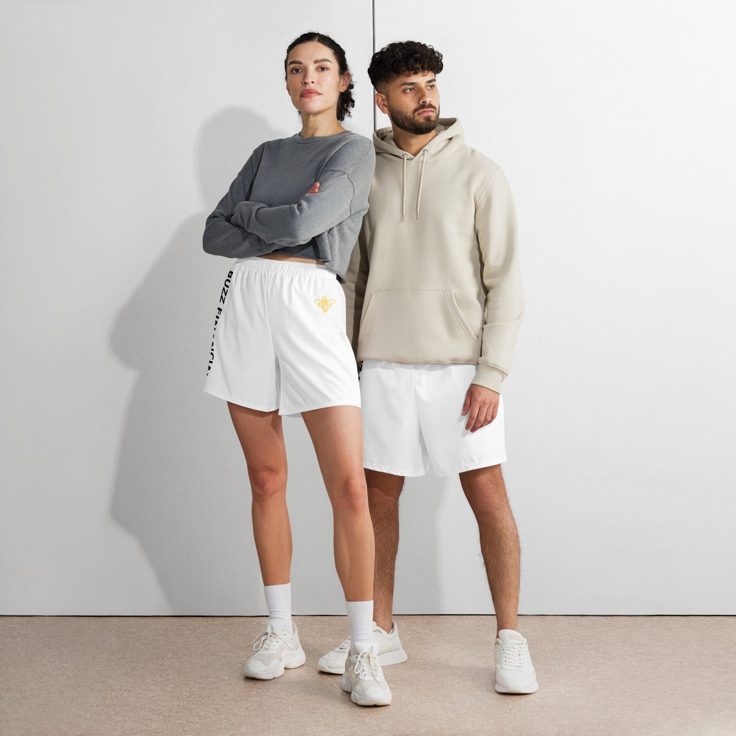 Buzz Financial White Gym Shorts (Long)
