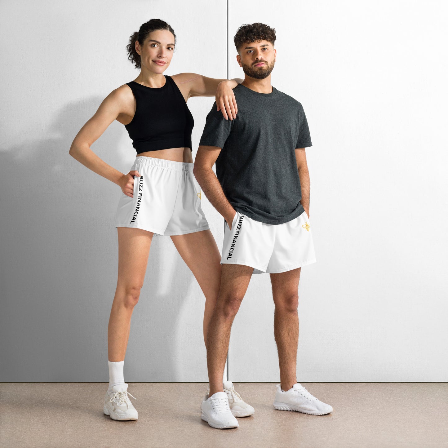 Buzz Financial White Gym Shorts